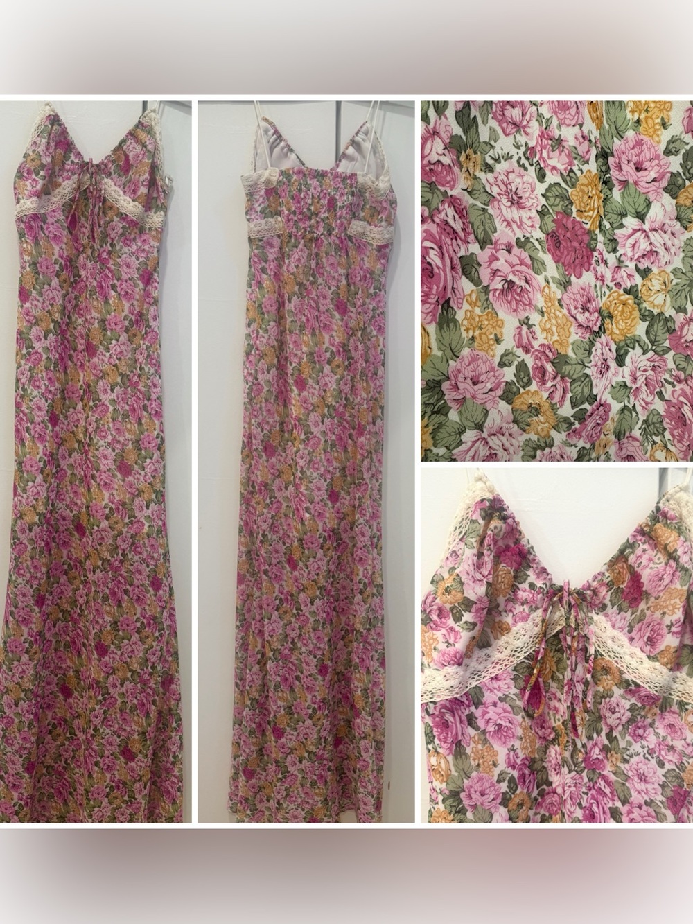 Princess Polly floral Maxi Slip spaghetti strap Dress Lace Trim Sz XS NWOT - Picture 3 of 14